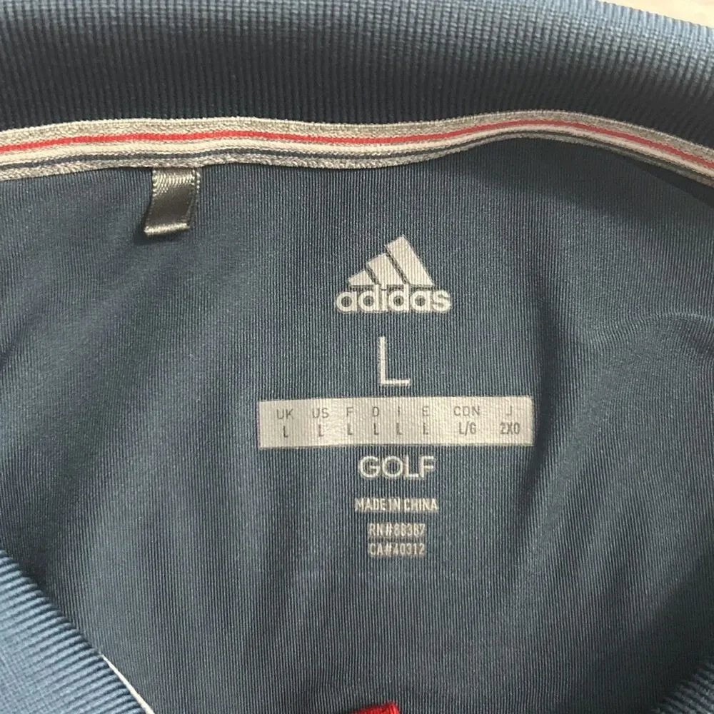 Adidas Golf Polo Shirt Innisbrook Mens Large Blue Gray Striped USA